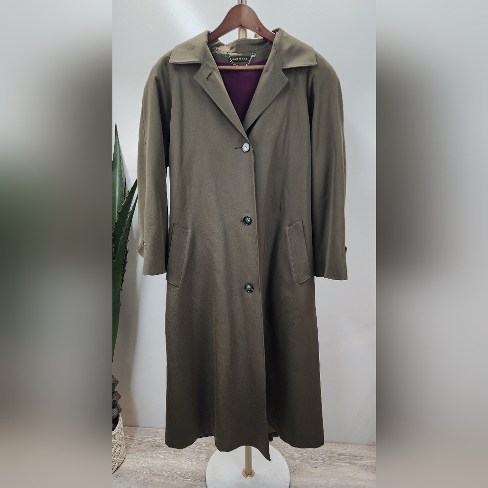Jacobsons Mens Vintage Quiet Luxury Wool Structured Military Style Coat Olive Lg
